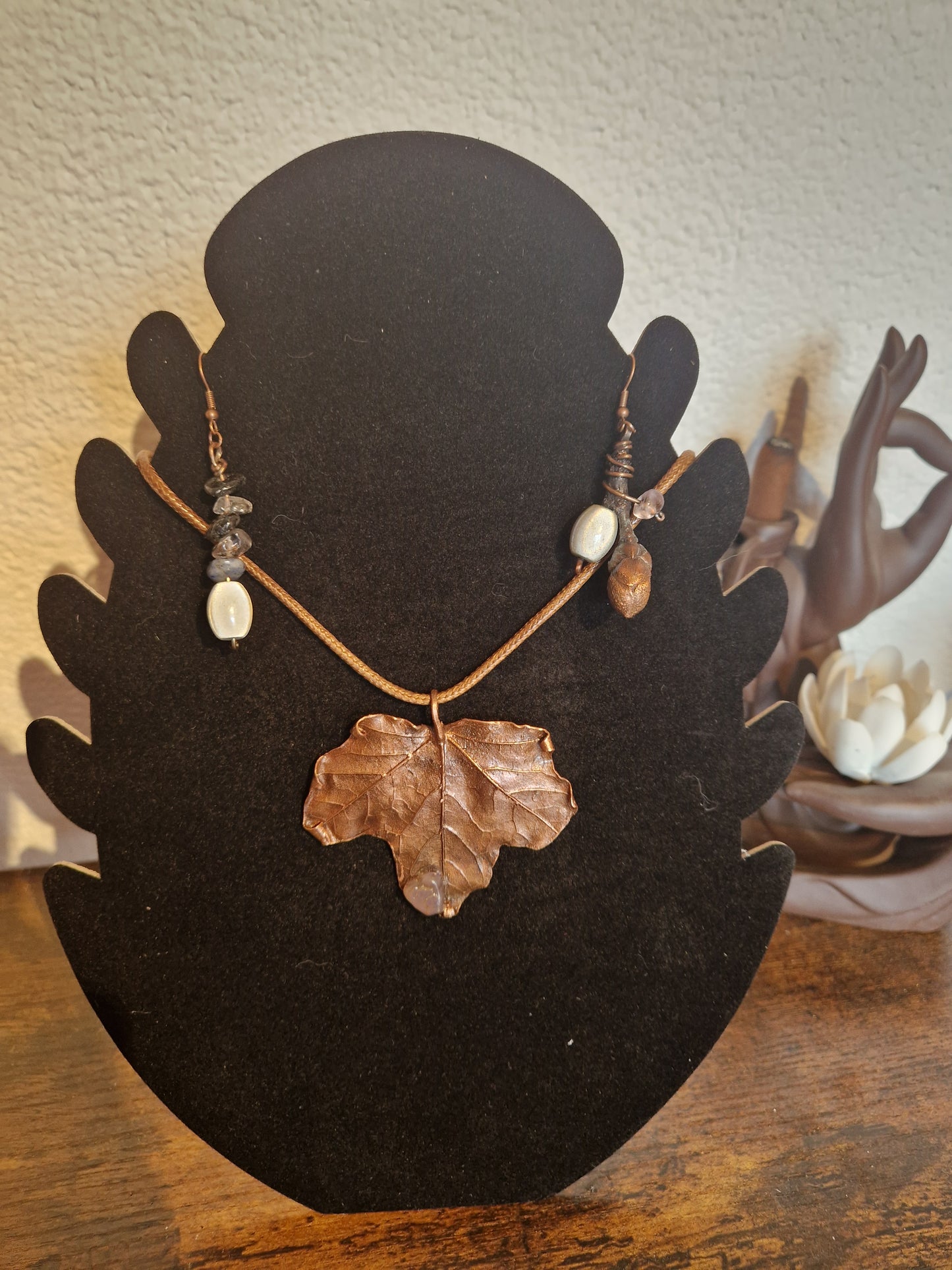 Naturschmuck/Ahorn-Set/Galvanisiert/Kupfergalvanik