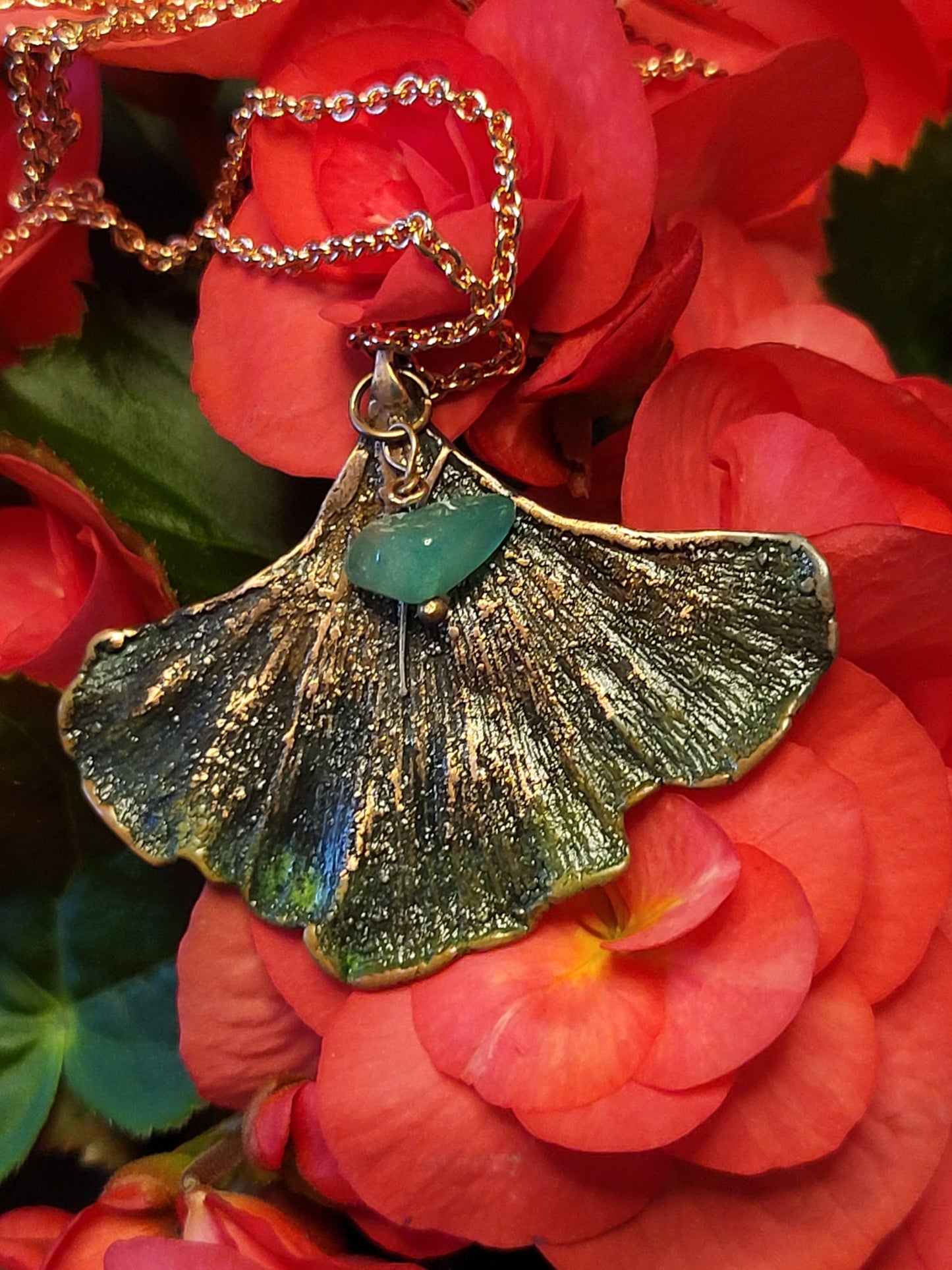 Ginkgoblatt/Naturschmuck/ Galvanisiert/Kupfergalvanik