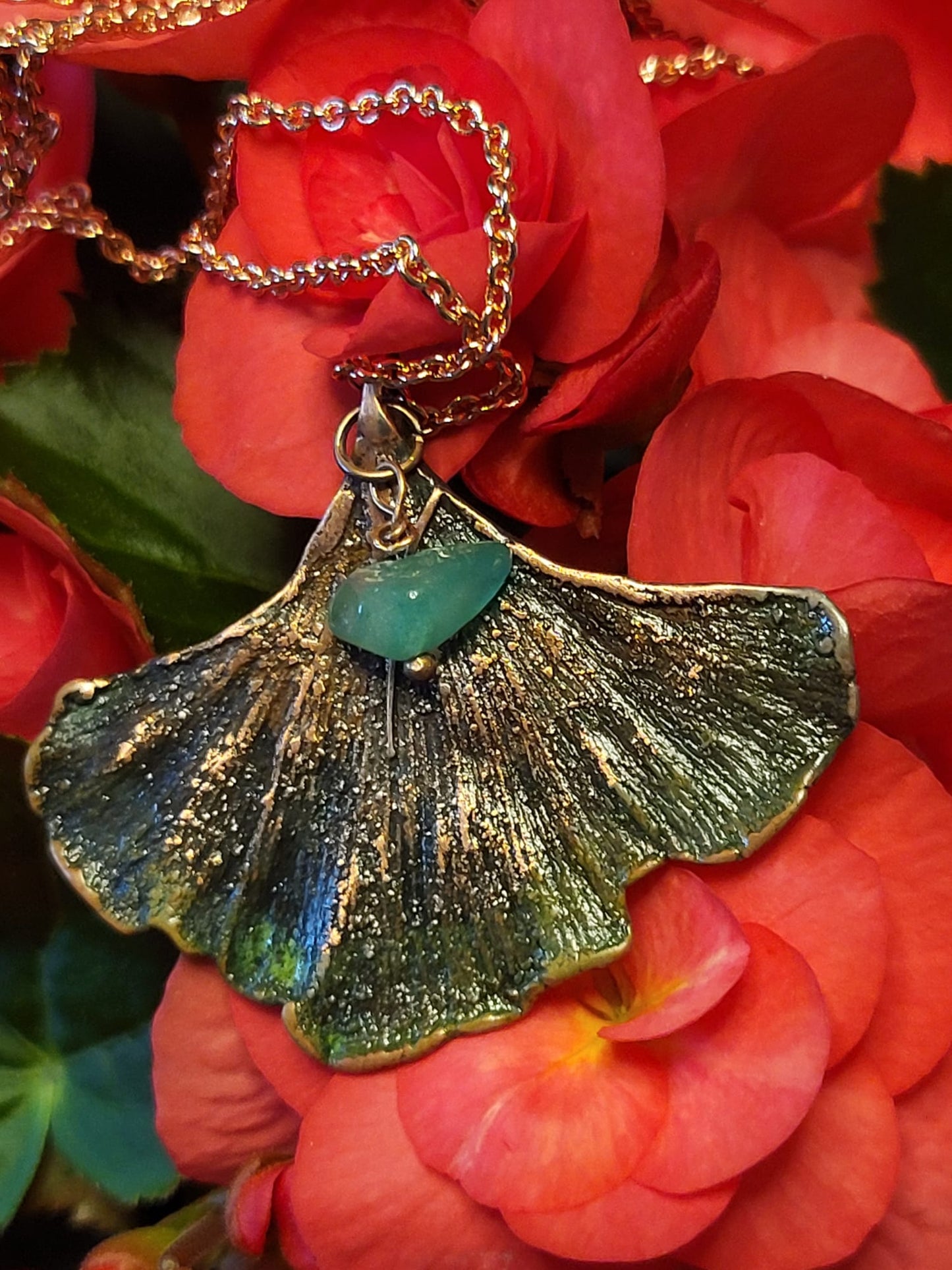 Ginkgoblatt/Naturschmuck/ Galvanisiert/Kupfergalvanik