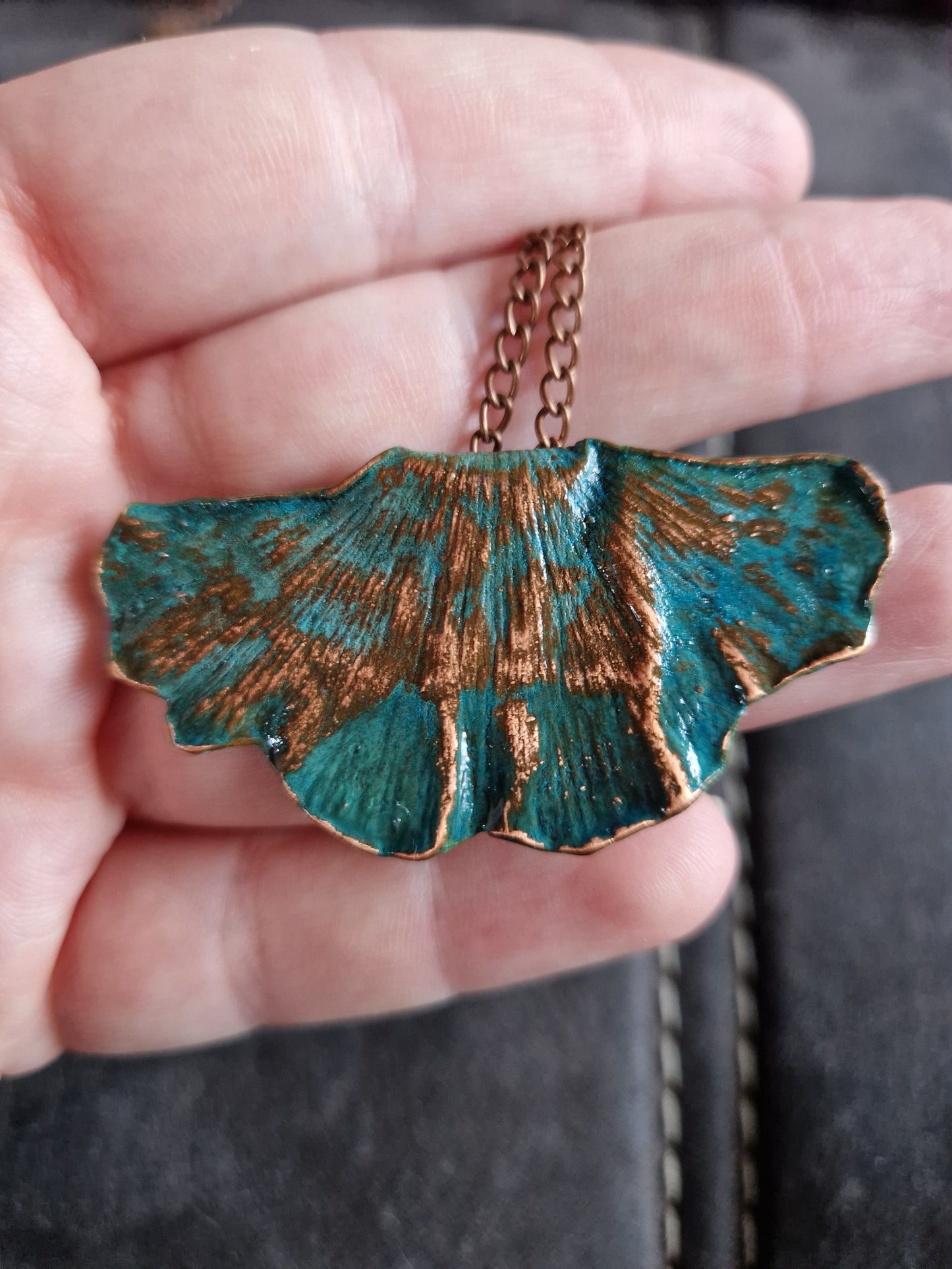 Ginkgoblatt/Naturschmuck/Galvanisiert/Kupfergalvanik