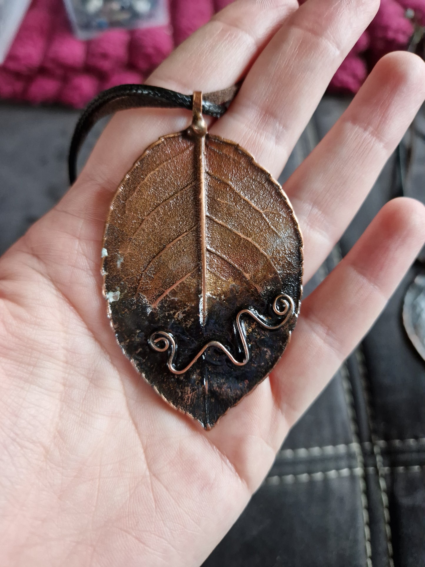 Rosenblatt/Galvanisiert/Naturschmuck/Kupfergalvanik