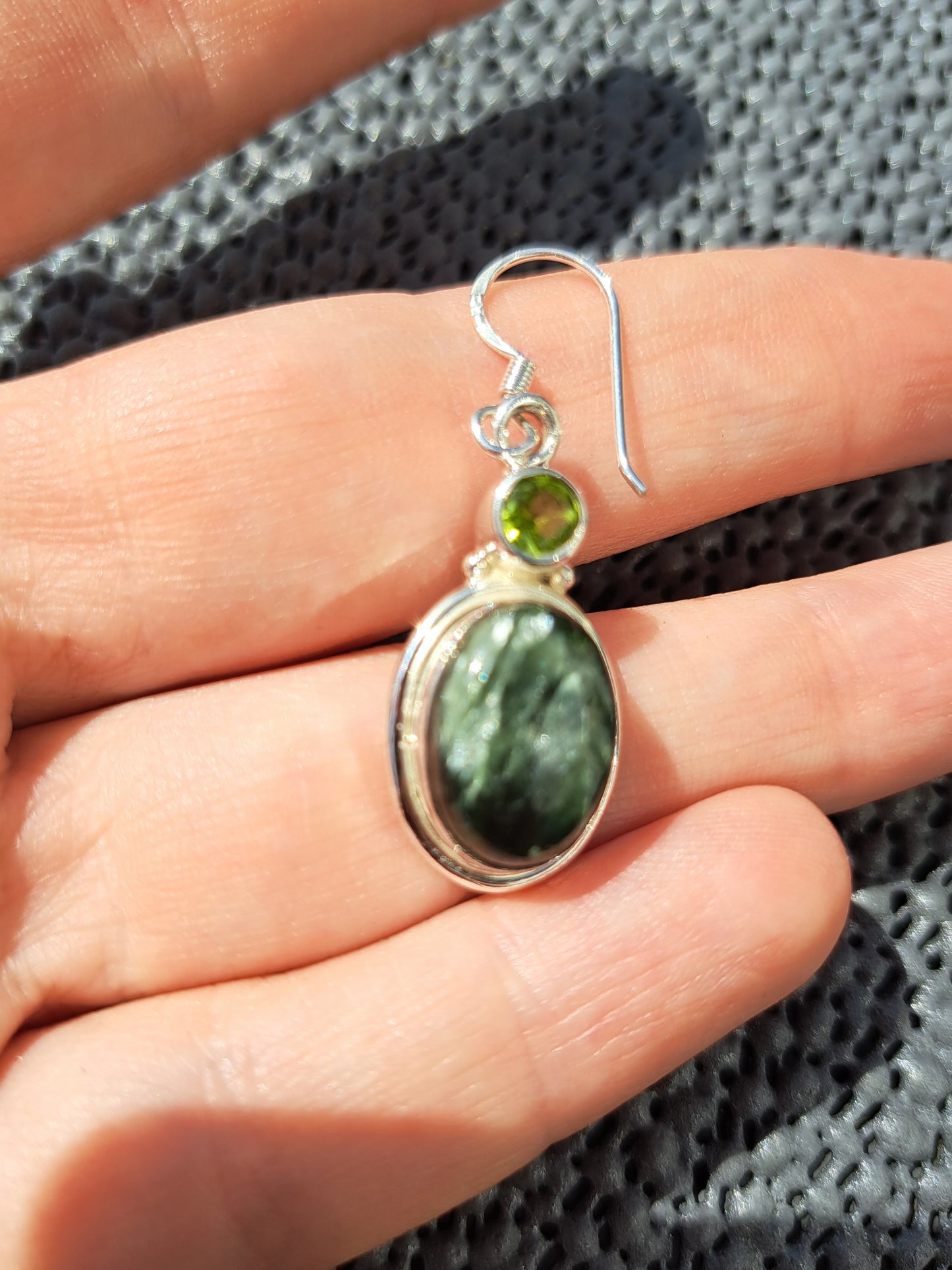 Seraphinit & Peridot Ohrringe 925 Silber