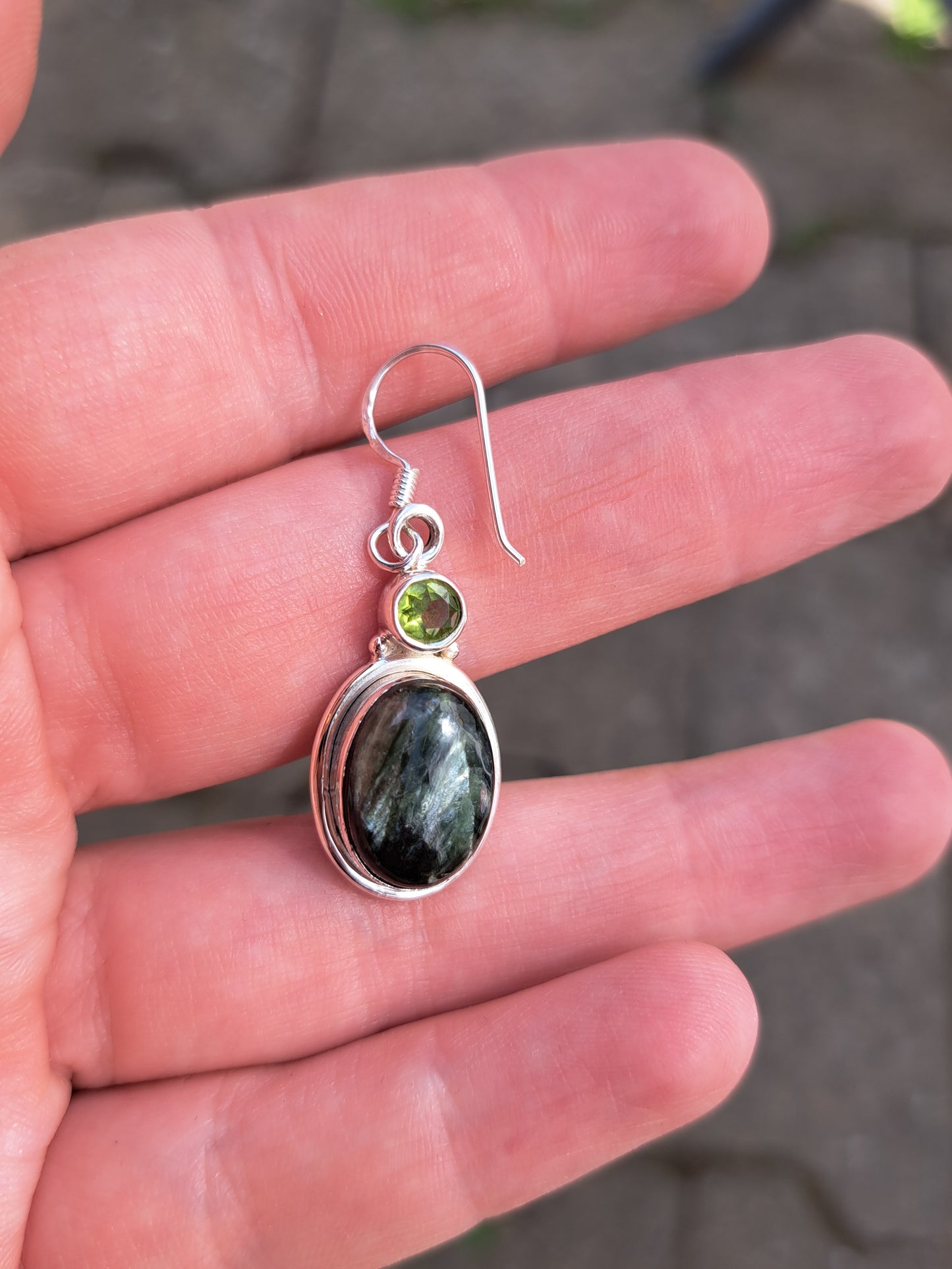 Seraphinit & Peridot Ohrringe 925 Silber