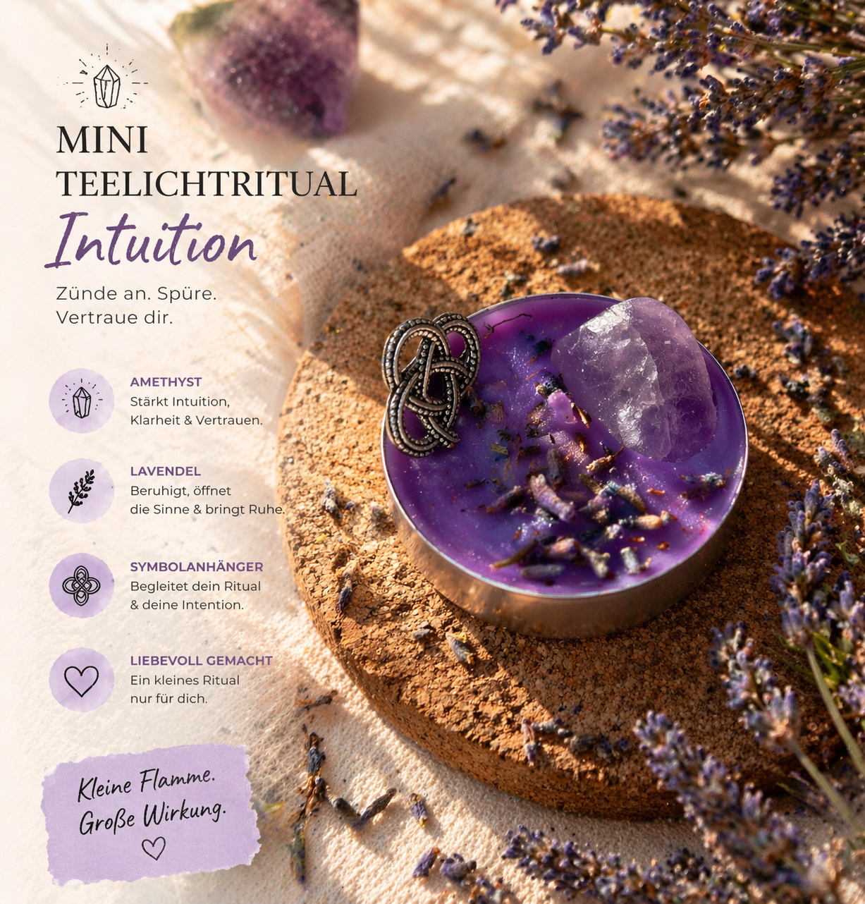 Mini Teelichtritual Intuition – Lila Ritualkerze für Spiritualität & innere Führung