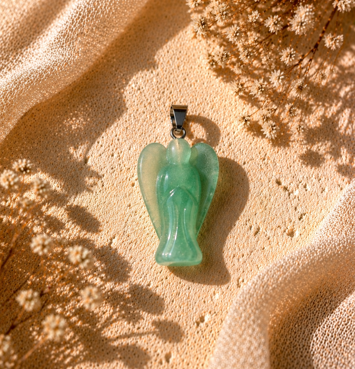 Edelstein Schutzengel Kette – Engel Anhänger aus verschiedenen Steinen mit Halskette