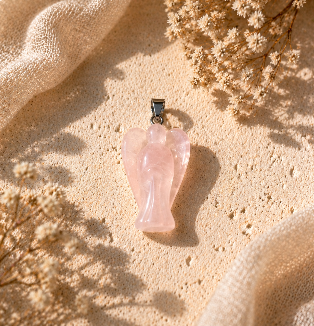 Edelstein Schutzengel Kette – Engel Anhänger aus verschiedenen Steinen mit Halskette