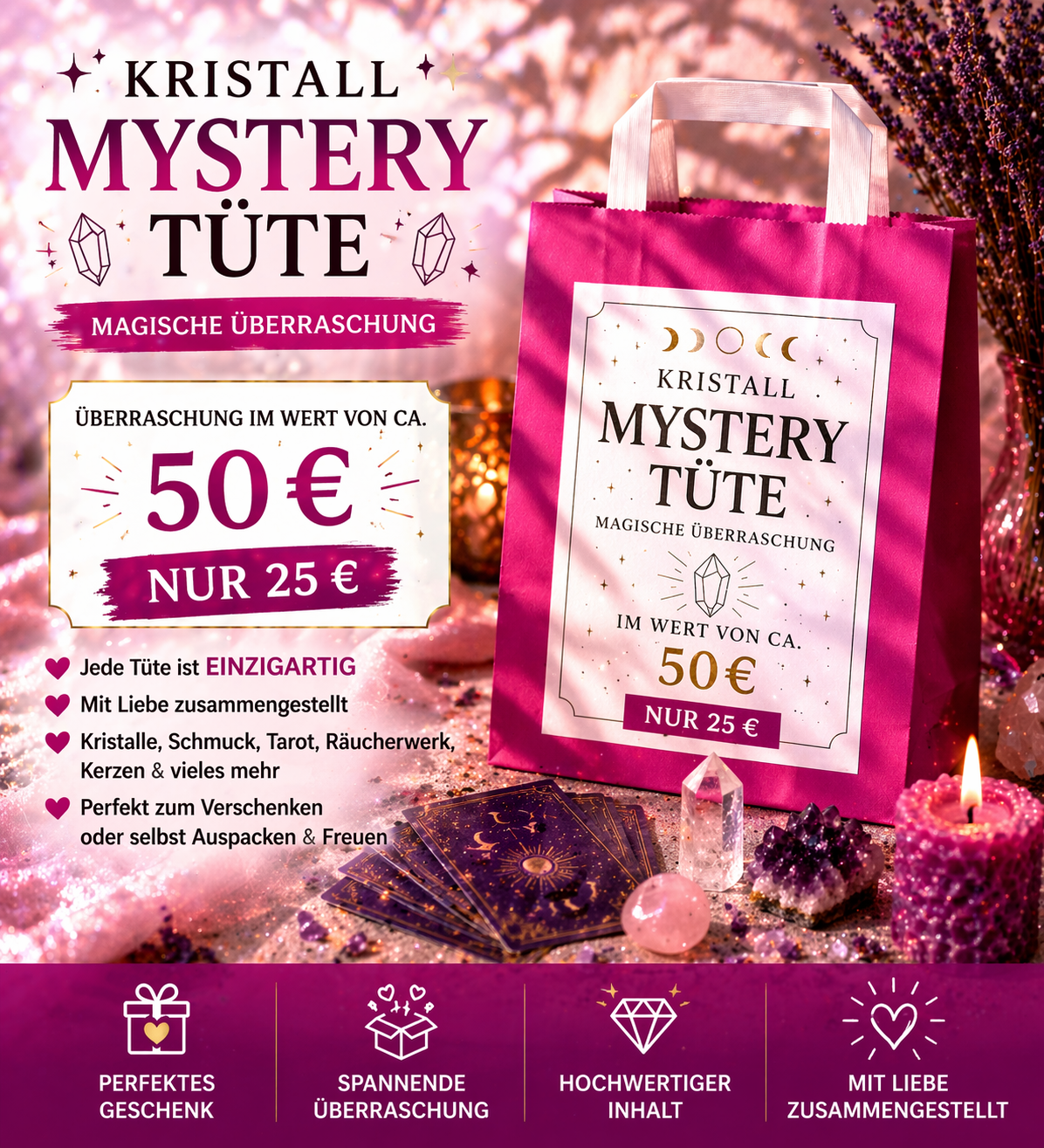 „Magische Kristall Mystery Tüte 🌙💎 – Dein Überraschungserlebnis“
