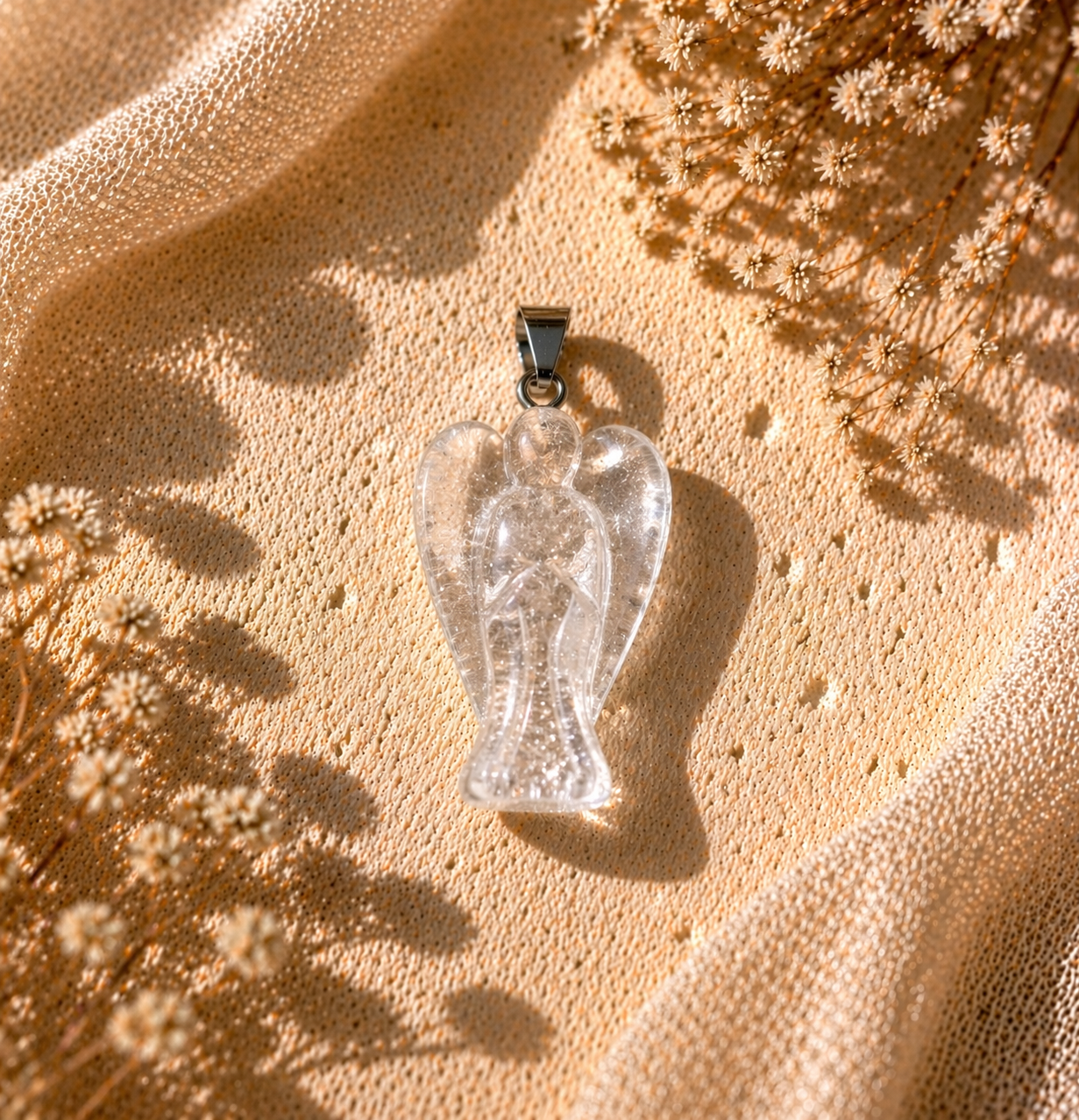 Edelstein Schutzengel Kette – Engel Anhänger aus verschiedenen Steinen mit Halskette