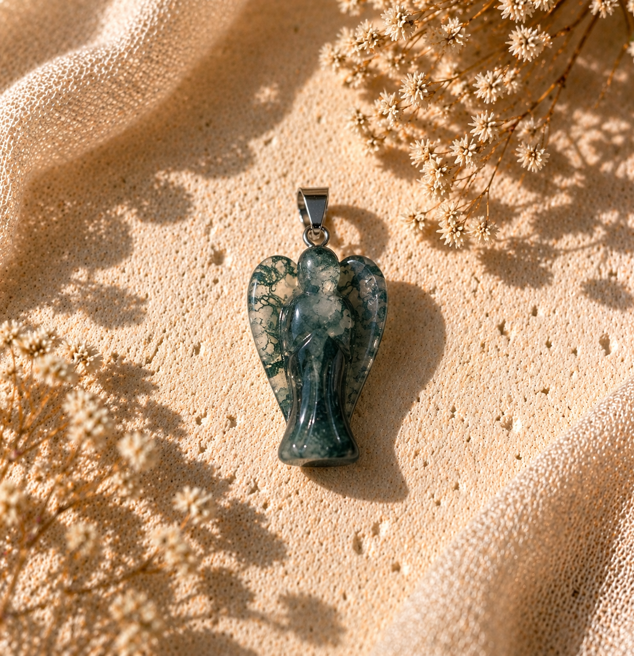 Edelstein Schutzengel Kette – Engel Anhänger aus verschiedenen Steinen mit Halskette